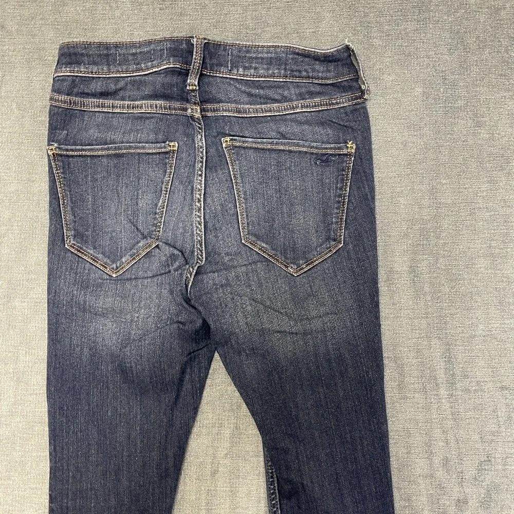 Hollister Jeans Legging Womens 26W Blue Denim Medium Wash High Rise Raw Hem